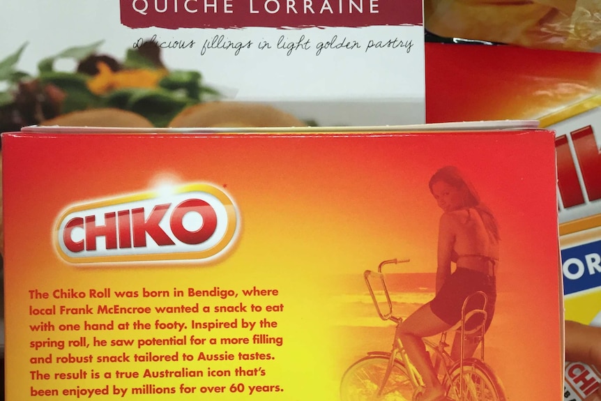 The back of the packaging for a Chiko Roll claims the the snack was 'born in Bendigo'.