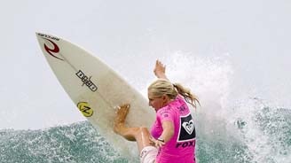 17-year-old Stephanie Gilmore surfs at Snapper Rocks