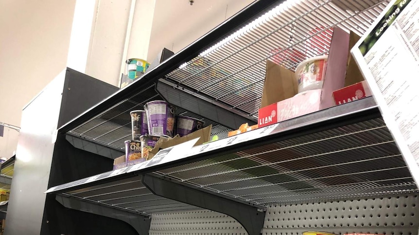 Empty supermarket shelves