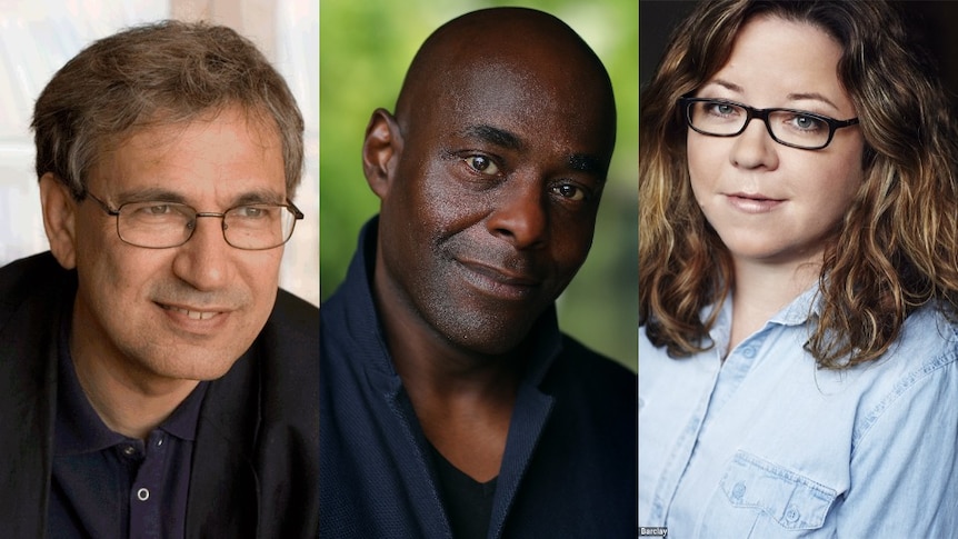 Author headshots left to right: Orhan Pamuk, Paterson Joseph and Fiona McFarlane