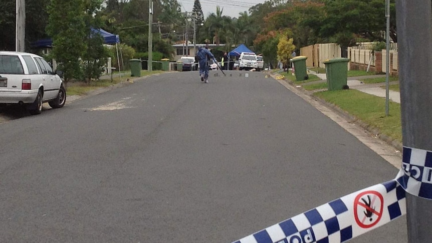 Police crime scene on Leichhardt Street at Logan Central, south of Brisbane.