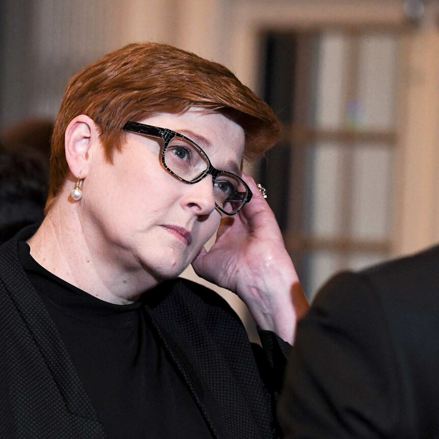 Australian Foreign Minister Marise Payne speaks with somebody during an event.