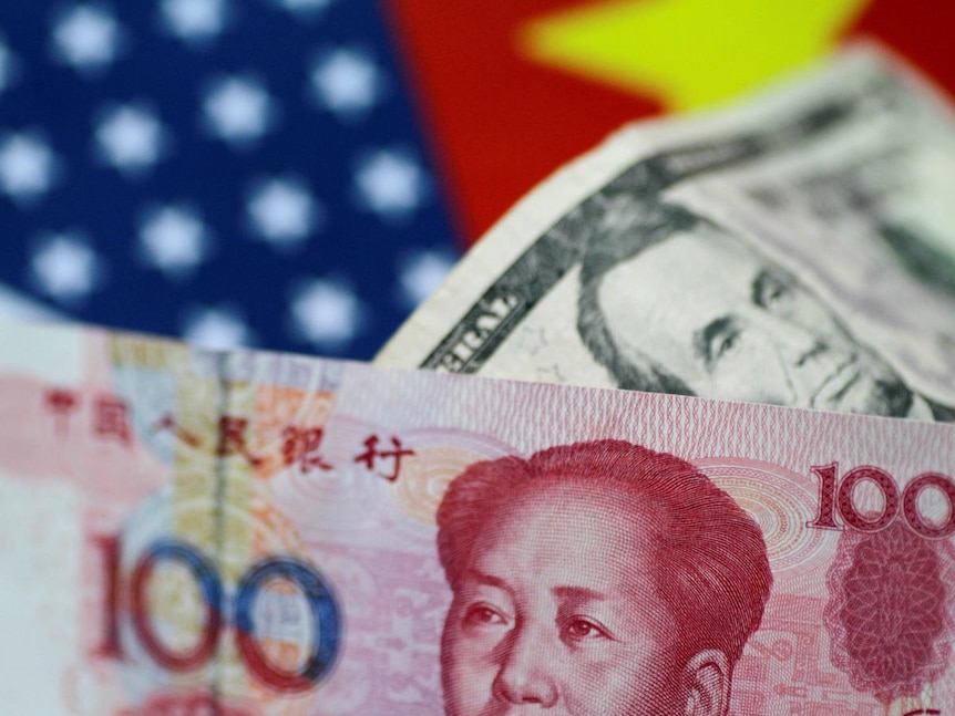 US dollar and China Yuan notes seen together