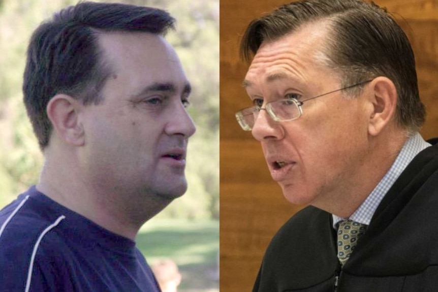 A composite picture of accused Claremont serial killer Bradley Robert Edwards and WA Supreme Court Justice Stephen Hall.