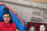 Estibalis Chavez holds a hunger strike in front of the UK embassy in Mexico City