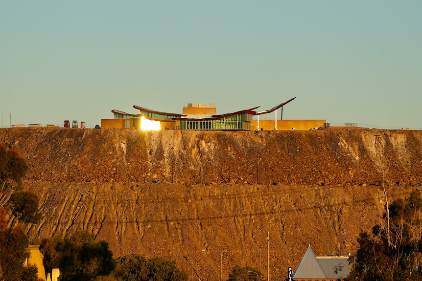 The Line of Lode Cafe at the top of Broken Hill at sunset. 