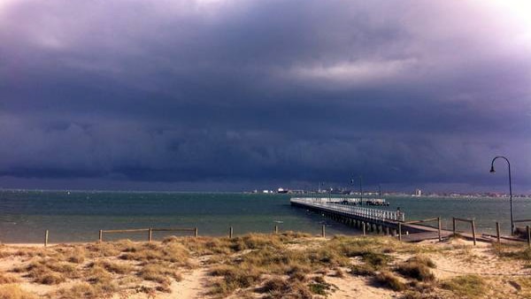Storm clouds moving over Port Phillip Bay