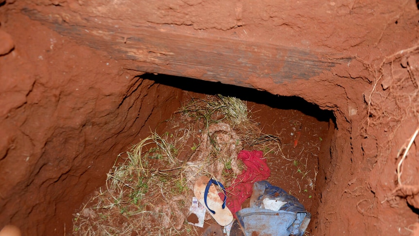 Clothes are seen in a tunnel entrance at Pedro Juan Caballero city jail in Paraguay