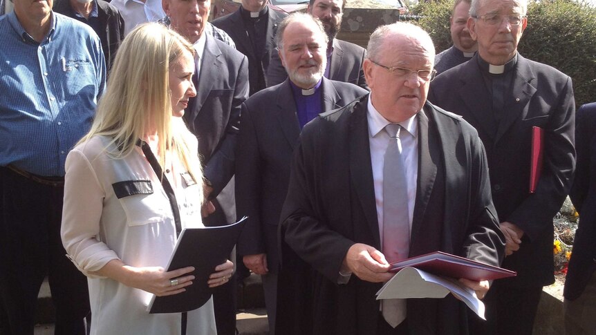 Tasmania's speaker Michael Polley accepted the 'Salamanca Declaration' on the steps of Parliament House in Hobart.