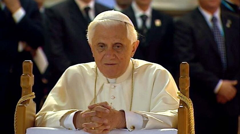Pope Benedict XVI prays at the shrine of Mary MacKillop