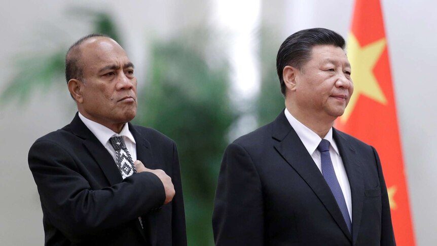 China's President Xi Jinping and Kiribati's President Taneti Maamau