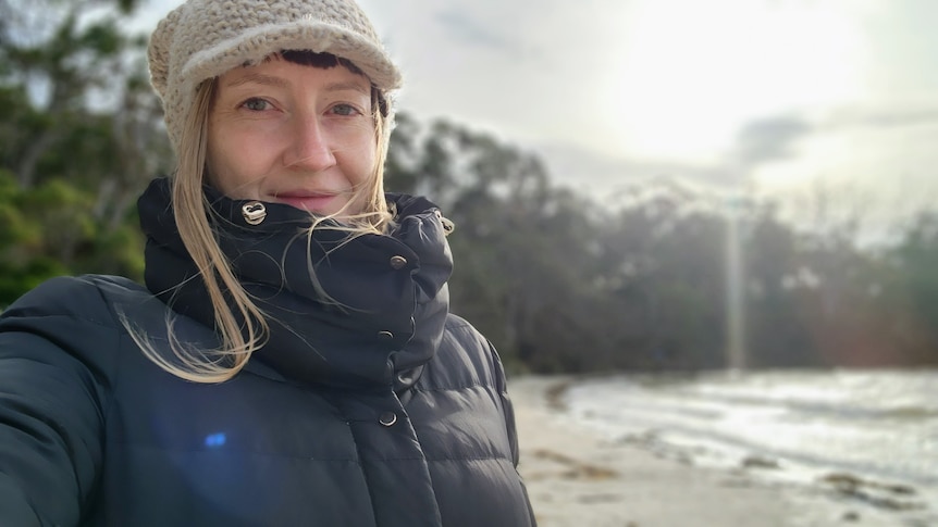 Anna Vincent takes a selfie in a cold climate