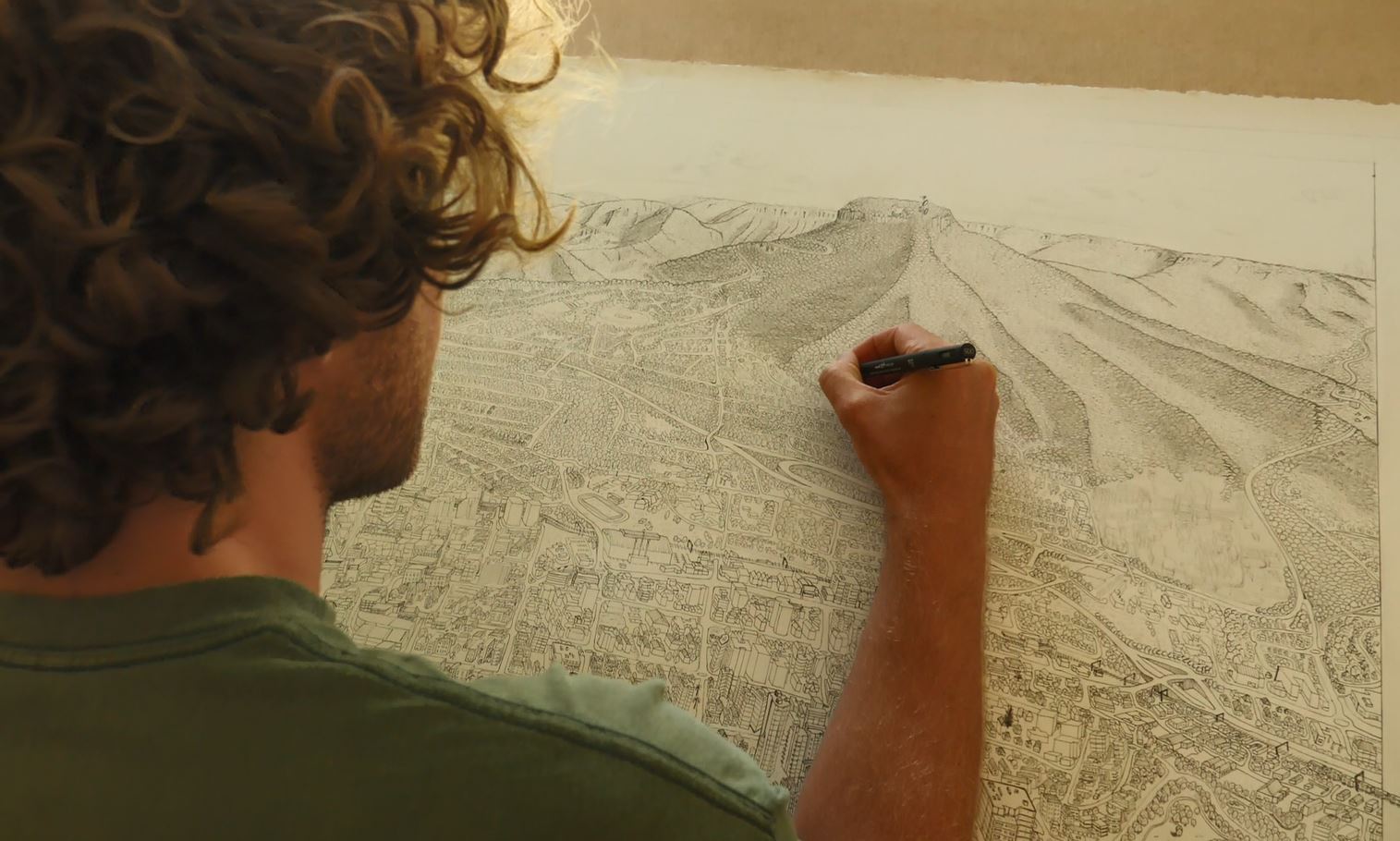 Cartographer and artist Alex Pescud creates handdrawn aerial map of