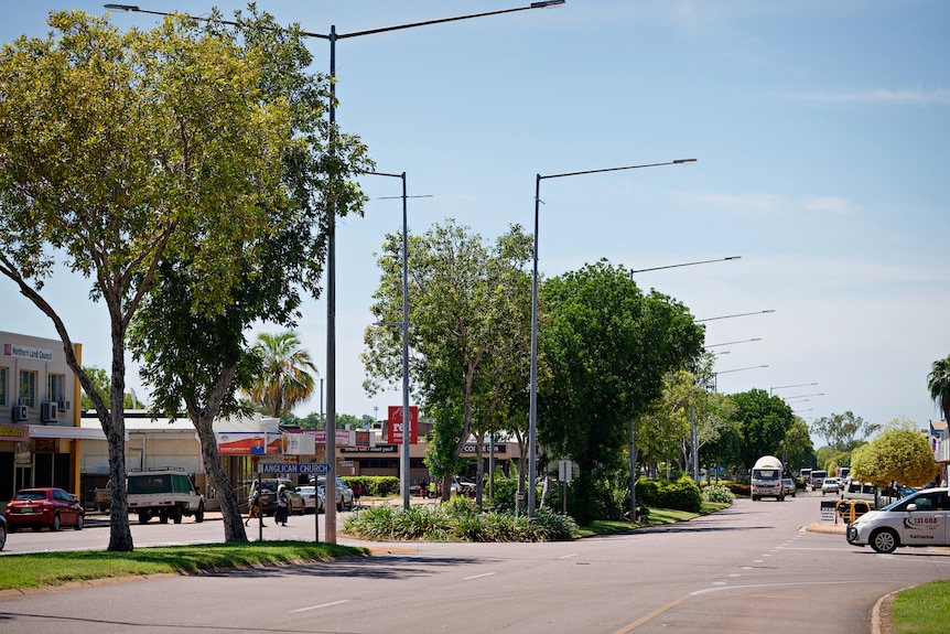 The town centre of the Northern Territory town of Katherine, on a sunny day. 