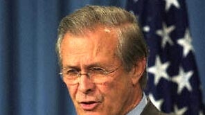 Warned: A Taliban statement threatens to kill Mr Rumsfeld.