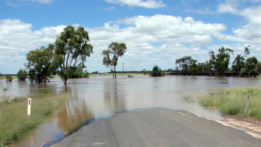 Flood-covered road.