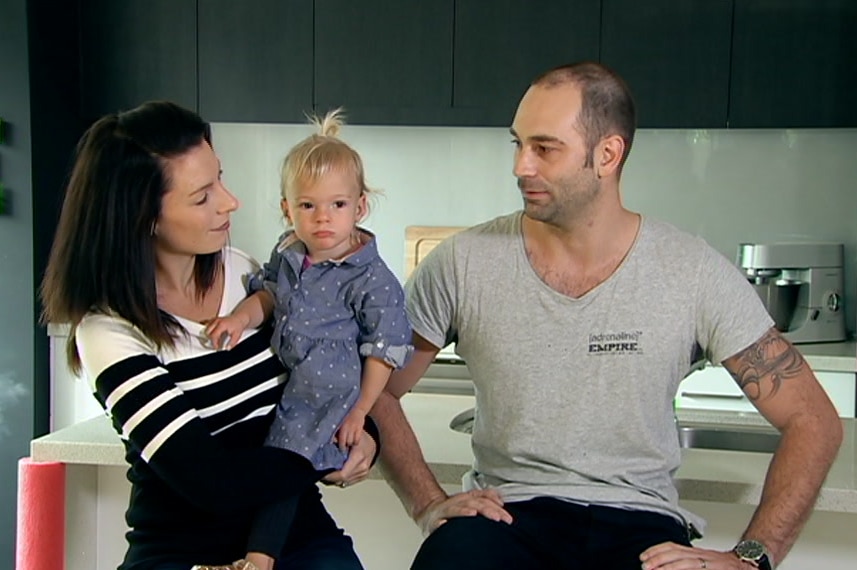 Ella Smith aged 2, pictured with her parents Stephanie Micallef-Smith and Jarrod Smith.