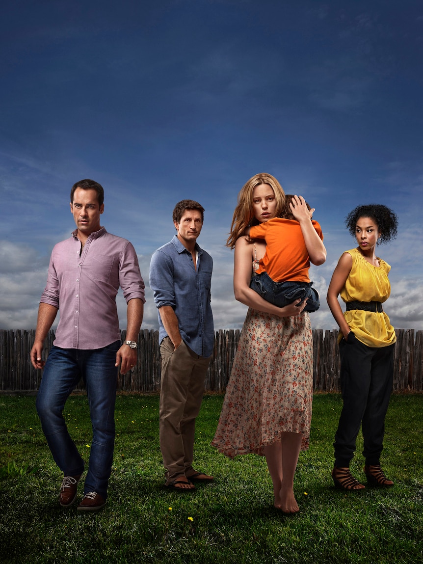 A photo shows the main cast of the ABC television show, The Slap.