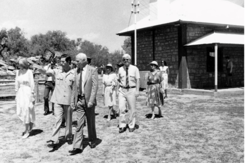 Prince Charles and Princess Diana on tour in Central Australia, including a trip to Uluru.