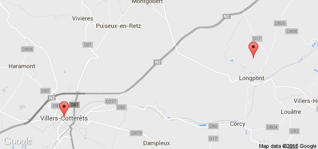 Map shows Villers-Cotterets and Longpont