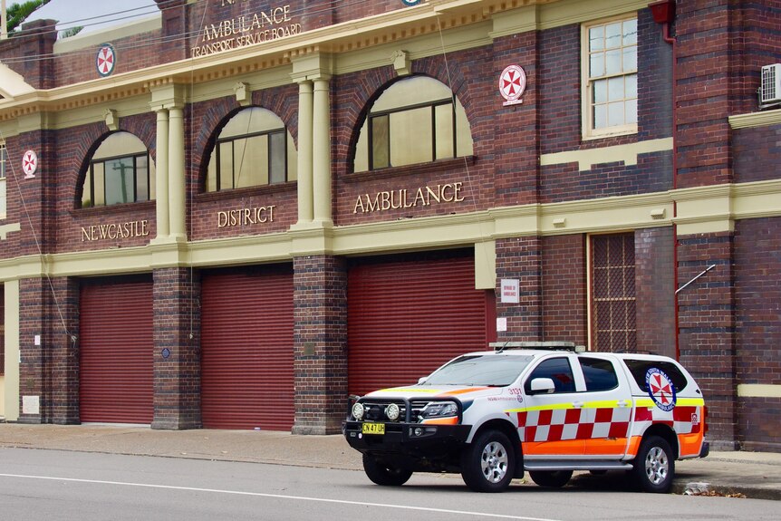 An ambulance outside the Newcastle ambulance station.
