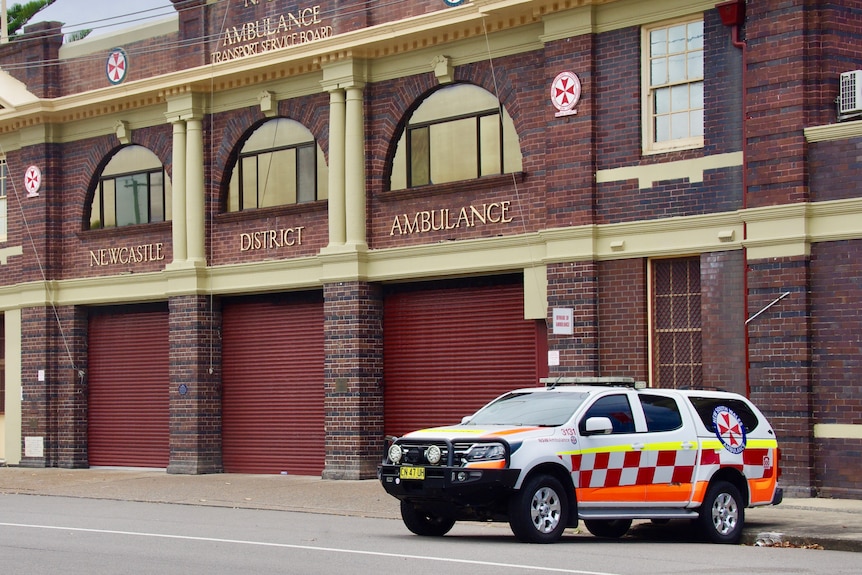 An ambulance outside the Newcastle ambulance station.