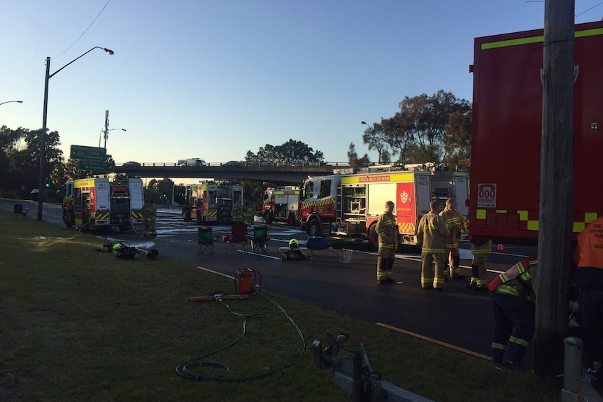 Firefighters are at the scene of a large petrol spill in Mascot.