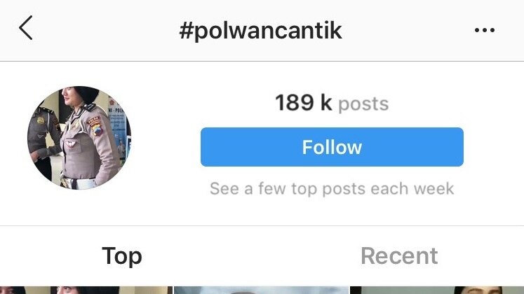 A thumbnail photos of Indonesian policewomen on Instagram.