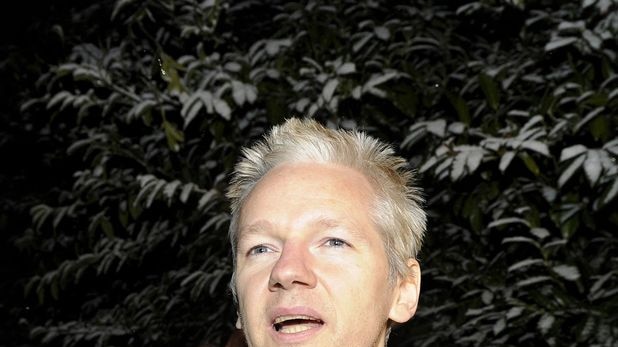 WikiLeaks founder Julian Assange speaks to the media outside Ellingham Hall