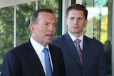 Prime Minister Tony Abbott (left) and Liberal candidate for the seat of Canning Andrew Hastie