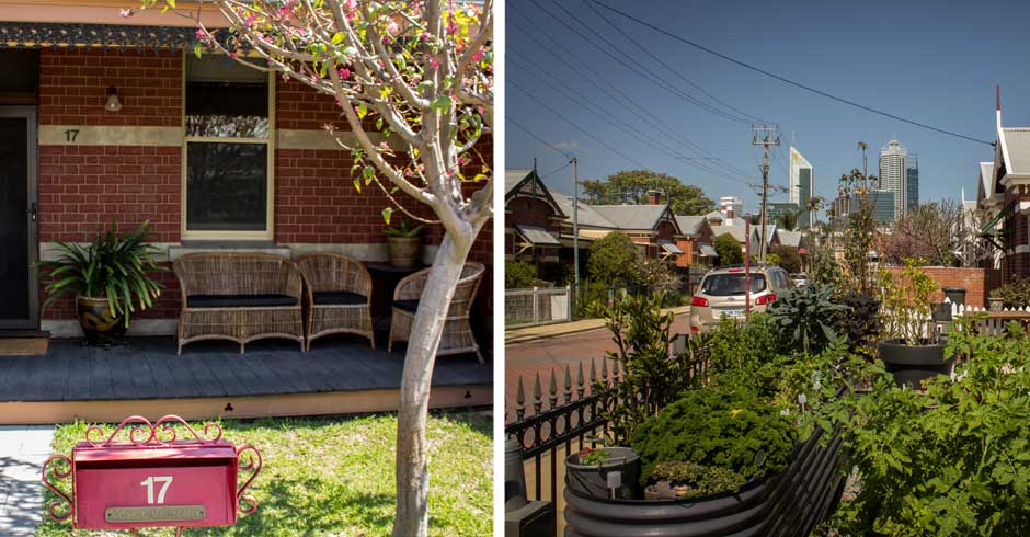 The verandah and neighbouring garden at number 17