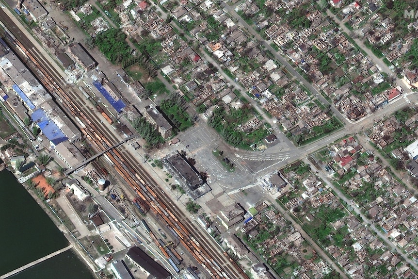 a satellite image of the train station