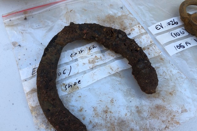A horseshoe was one of the items found during works in Toowoomba.