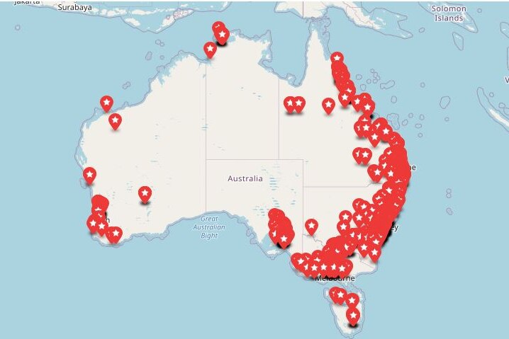 A map of Australia indicating where 