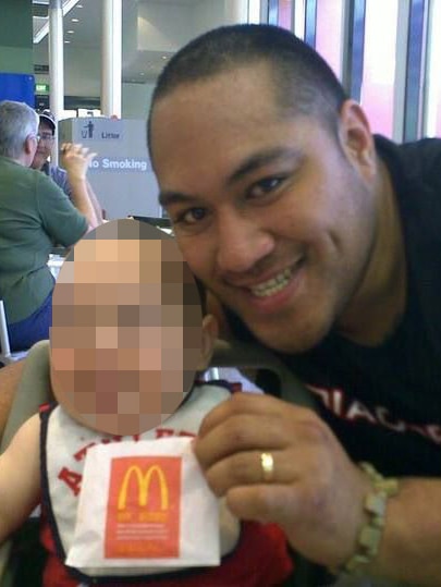 Webbstar Latu pictured in a McDonalds with an infant.