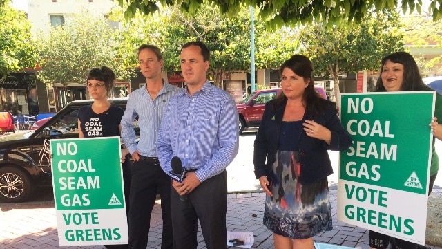 Greens politicians launch CSG policy.