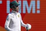 South Africa batter Marco Jansen walks off after being dismissed in the Boxing Day Test against Australia.