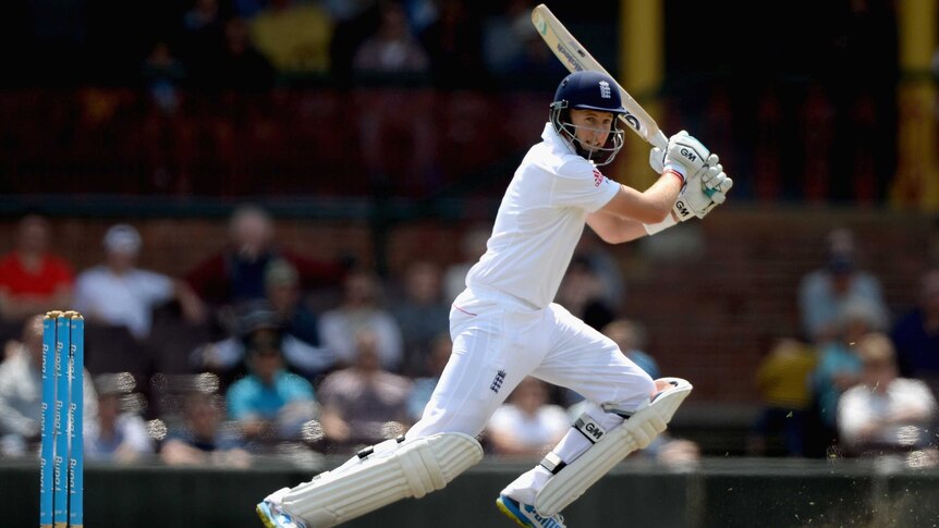 England's Joe Root bats during day three of the tour match against the Invitational XI.
