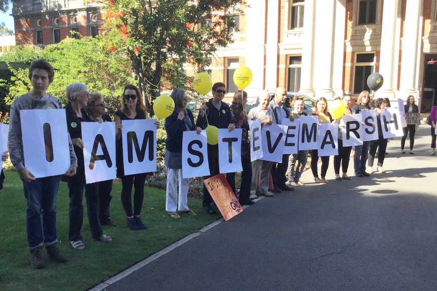 Anti GM protesters outside Perth court