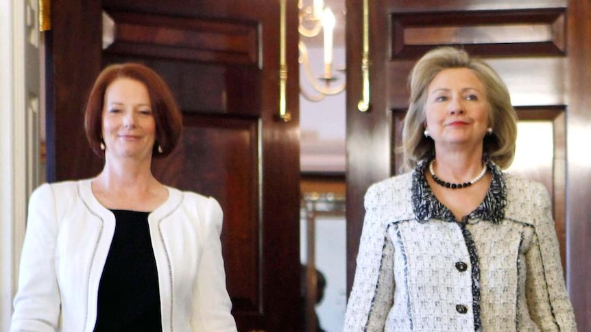 Ms Gillard paid tribute to Ms Clinton as an inspiration for women around the world.
