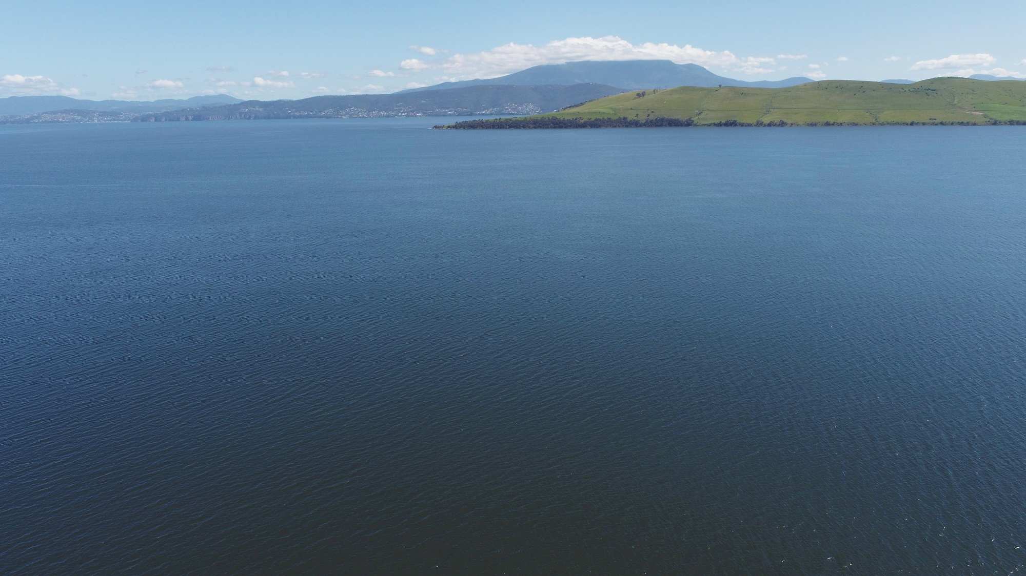 Aerial view of a bay of water.