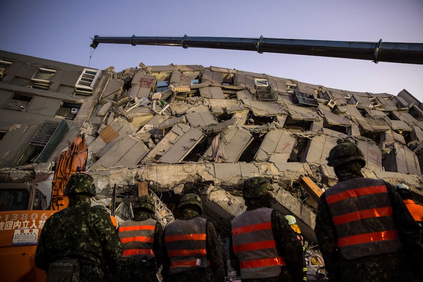 Rubble of the Wei-guan Golden Dragon Building in Taiwan