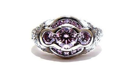 Stolen pink Argyle and white diamond ring