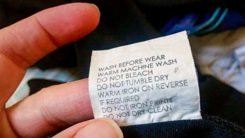 A care tag on clothes.