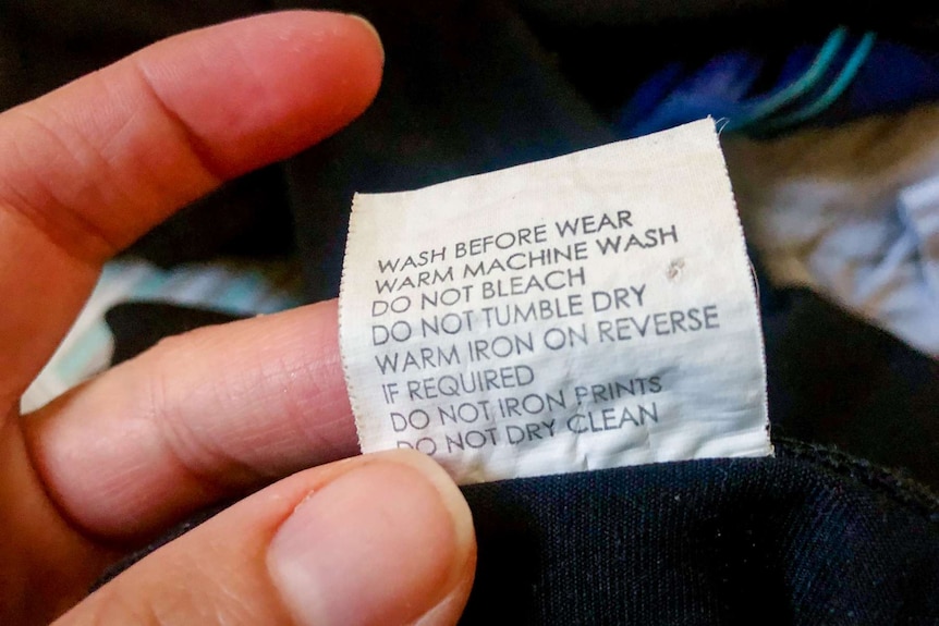 A care tag on clothes.