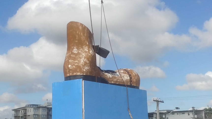 A close up of the boot before it was craned down from the saleyard roof.