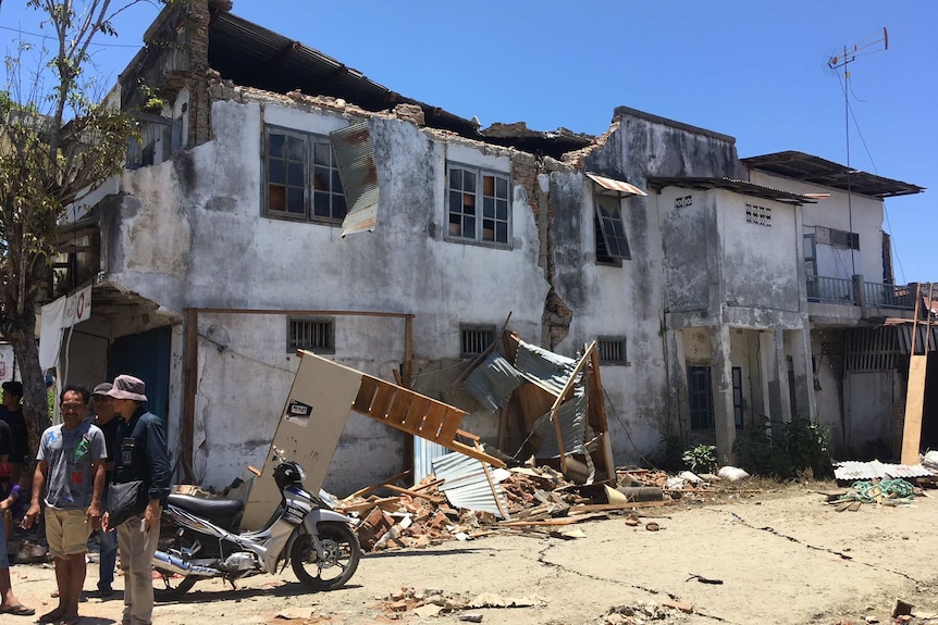 Collapsed building in Donggala, Indonesia