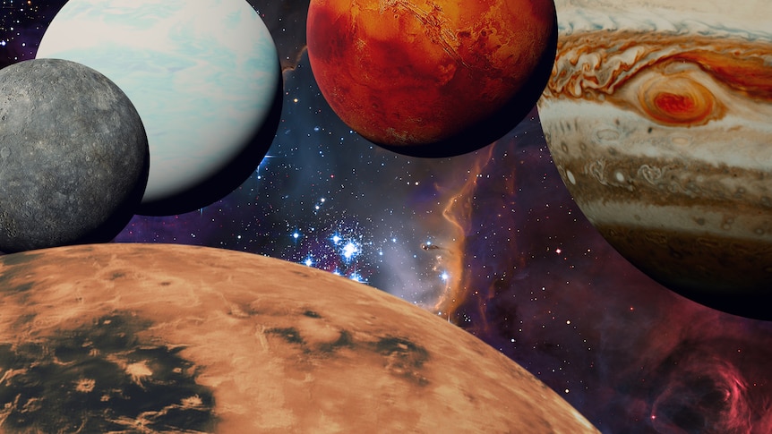 Illustration of different planets in the solar system.