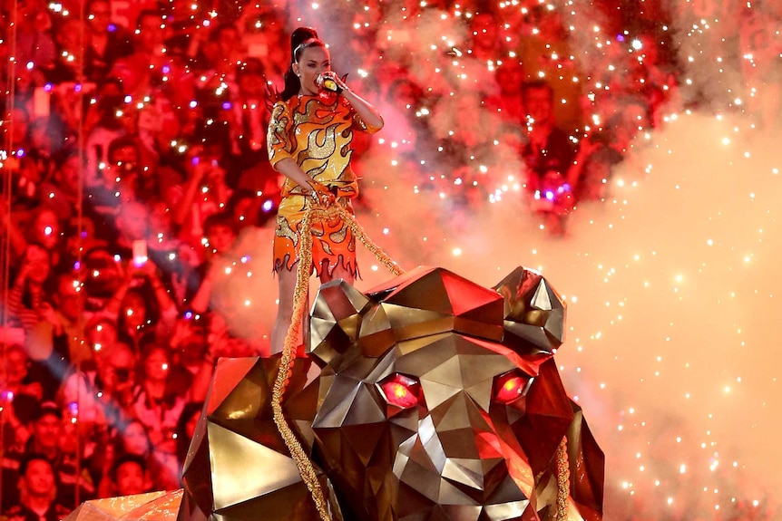 Singer Katy Perry performs during the Pepsi Super Bowl XLIX Halftime Show