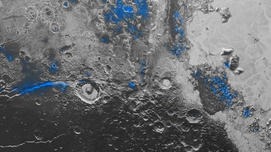 Exposed water ice on Pluto